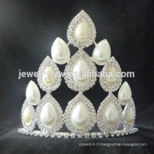 Vente en gros bonne vente princesse big rhinestone blanc décoration de mariage couronnes et tiaras